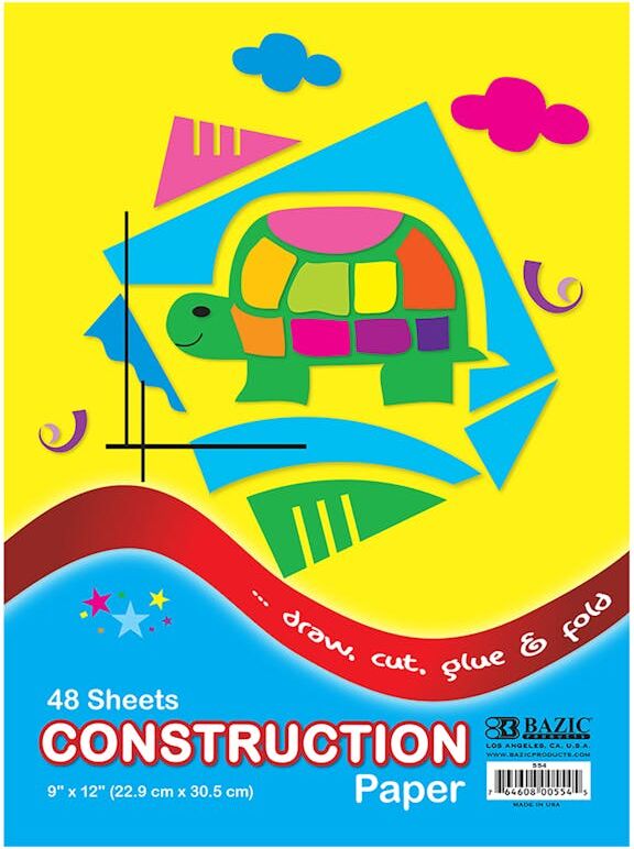 Construction Paper Pads- 48 pages  9" x 12"  Assorted Colors