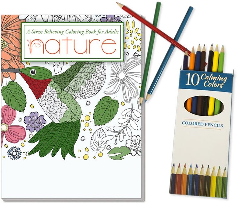 Adult Coloring Book Sets - 24 Pages  Colored Pencils Included