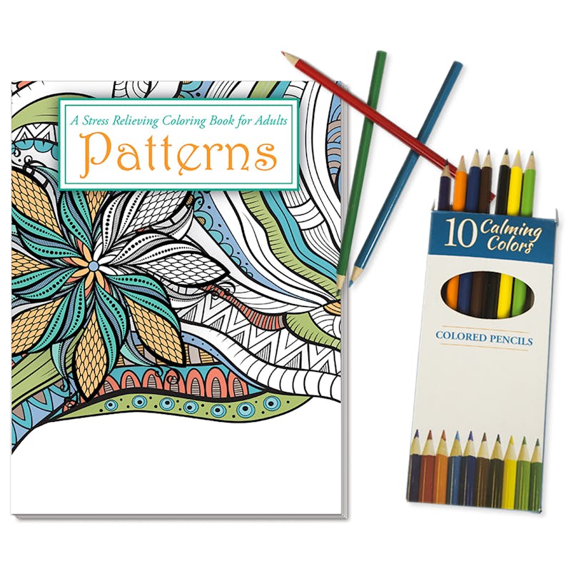 Adult Coloring Book Sets - 24 Pages  Colored Pencils Included