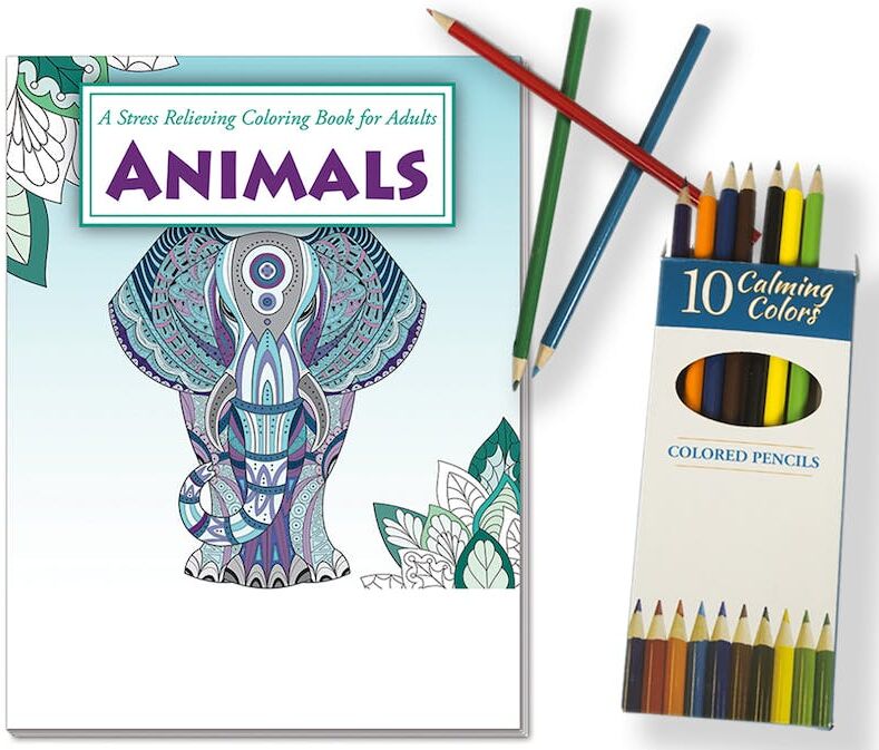 Adult Coloring Book Sets - 24 Pages  Colored Pencils Included