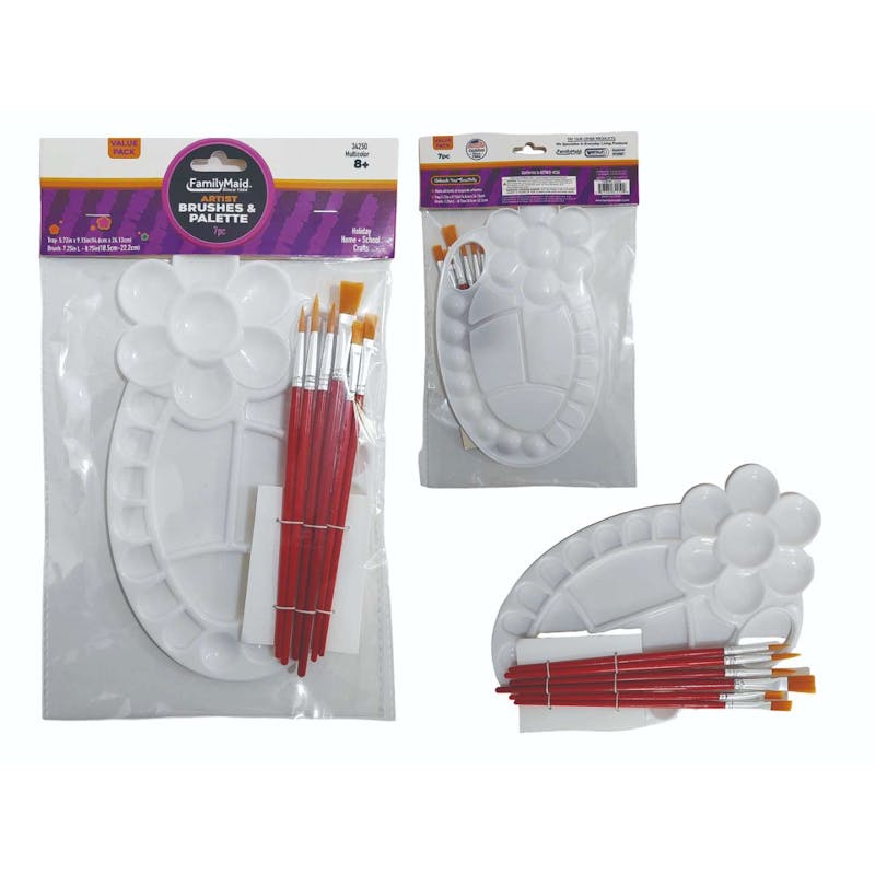 Artist Kits - Brushes & Paint Tray Palette  7 Piece Set