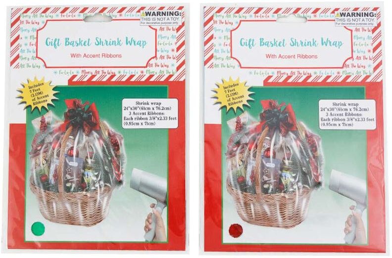 Christmas Gift Basket Shrink Wrap - 24"x30" - Assorted