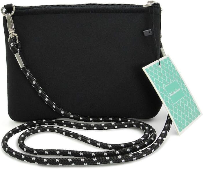 Cross Body Handbags - Black  Neoprene  8.6" x 6.3"