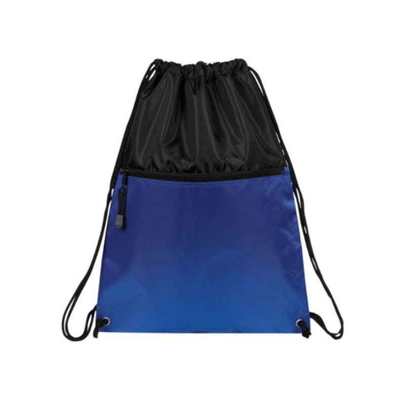 17" Drawcord Backpacks - Black/Royal Blue  With Zipper Pocket