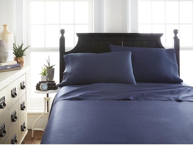 Twin Premium Bamboo Bed Sheet Sets - Navy  3 Piece