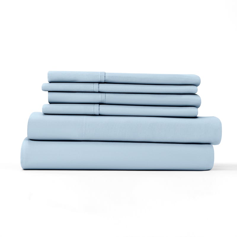 Home Collection Solid Bed Sheet Sets - 6 Pieces  Full  Blue