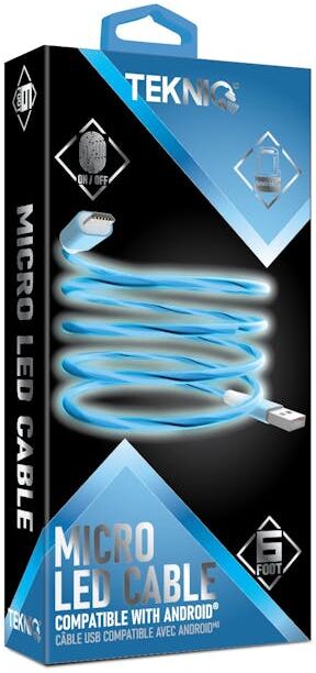 Micro USB to USB-A Charging Cable - Assorted  LED  6'