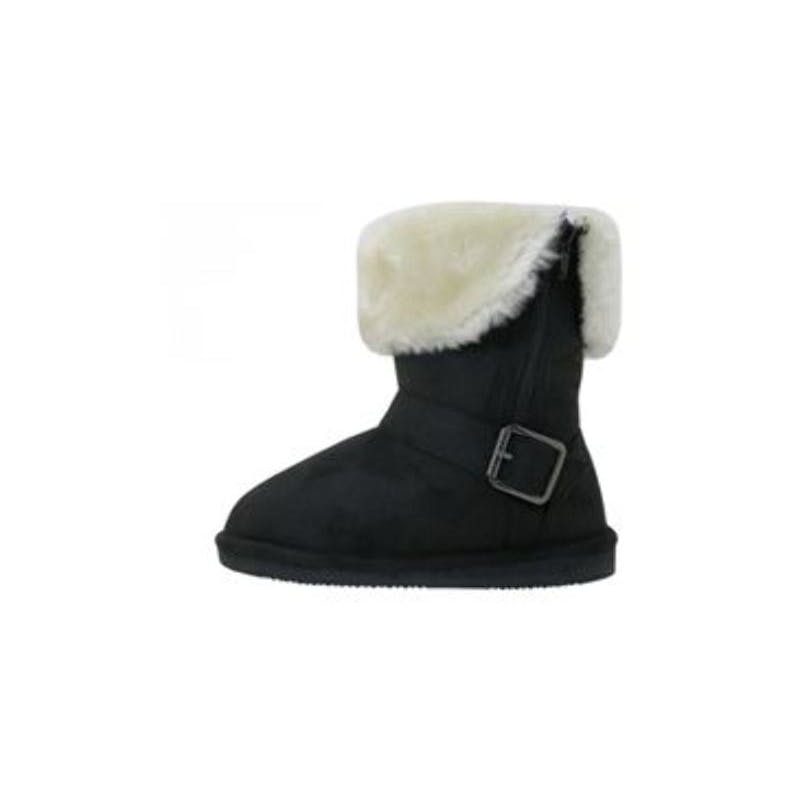 Girls' Fold Over Winter Boots - Black  Micro Suede