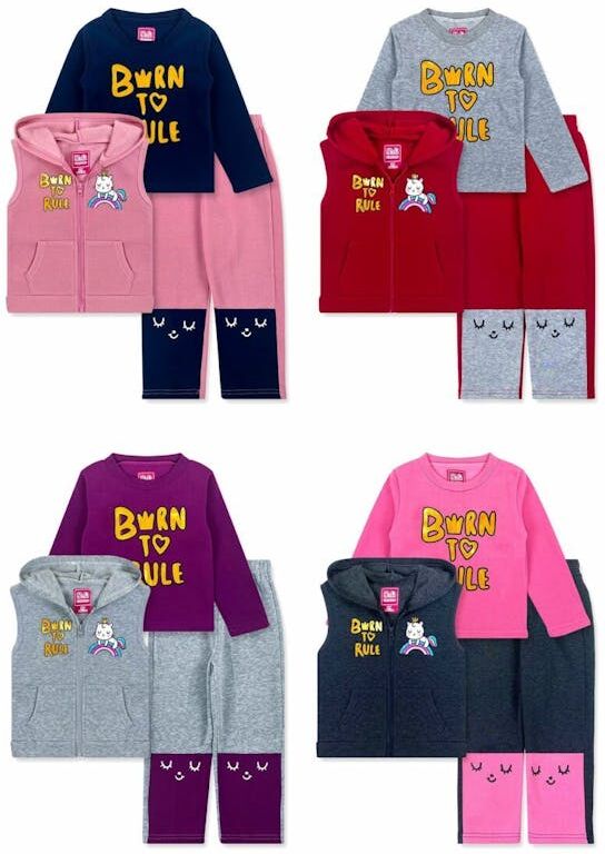 Toddler Girls' "Born to Rule" Fleece Sets - 2T-4T  4 Colors