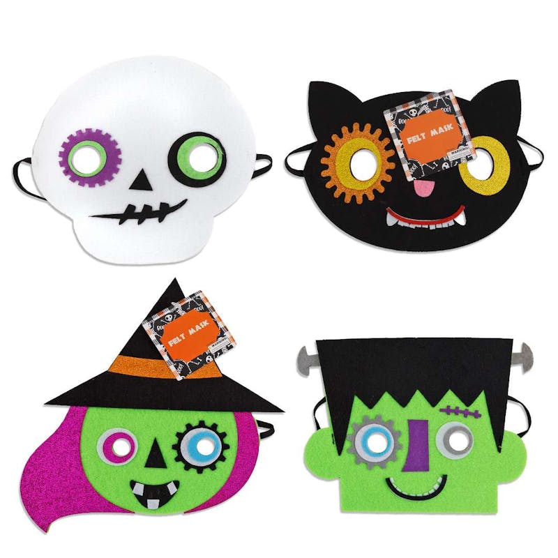 Kids Felt Half Mask with Glitter & Elastic Band - Assorted