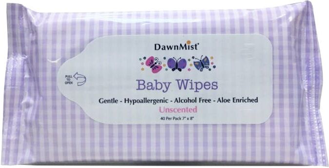 Baby Wipes - Unscented  Disposable  40 Pack