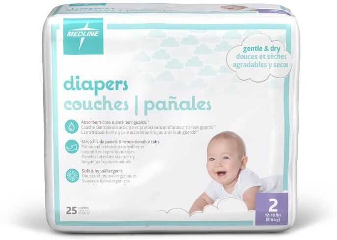 Disposable Baby Diapers - Size 2  25 Count