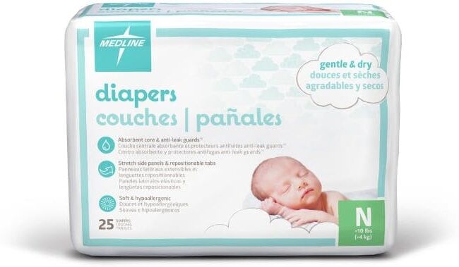 Disposable Baby Diapers - Size Newborn  25 Count