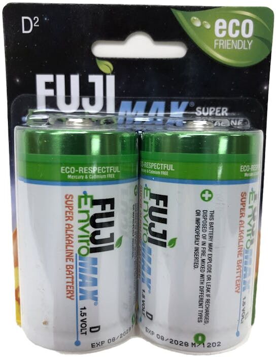 Fuji Enviromax Super Alkaline D Batteries - 2 Pack