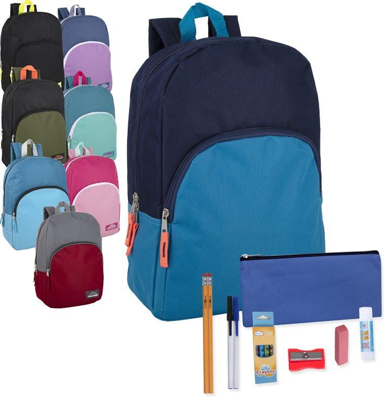 School Supply Kits in 15" Backpack - 12 Pieces  Assorted