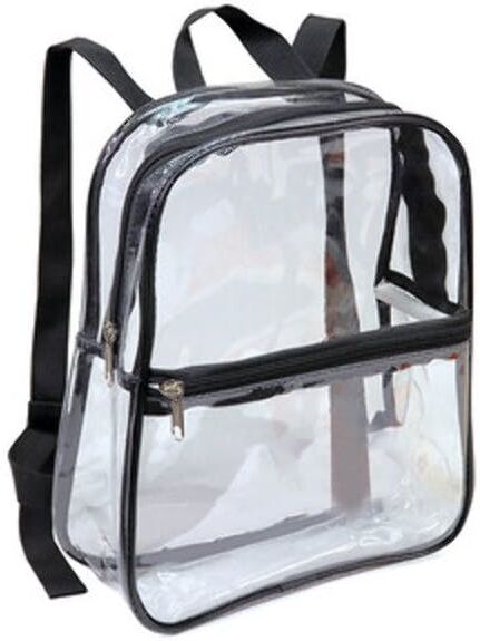 12" Clear Backpacks - Black Trim  60 Count