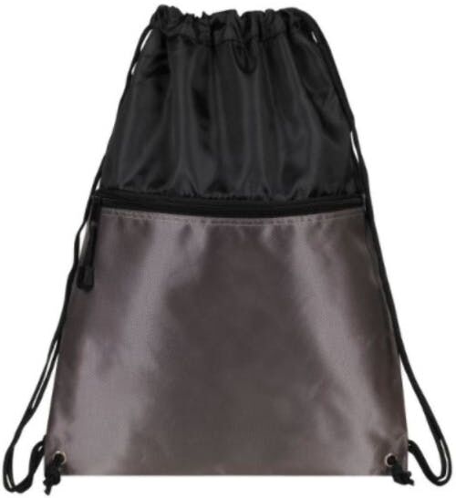 17" Drawcord Backpacks - Black  Zipper Pocket