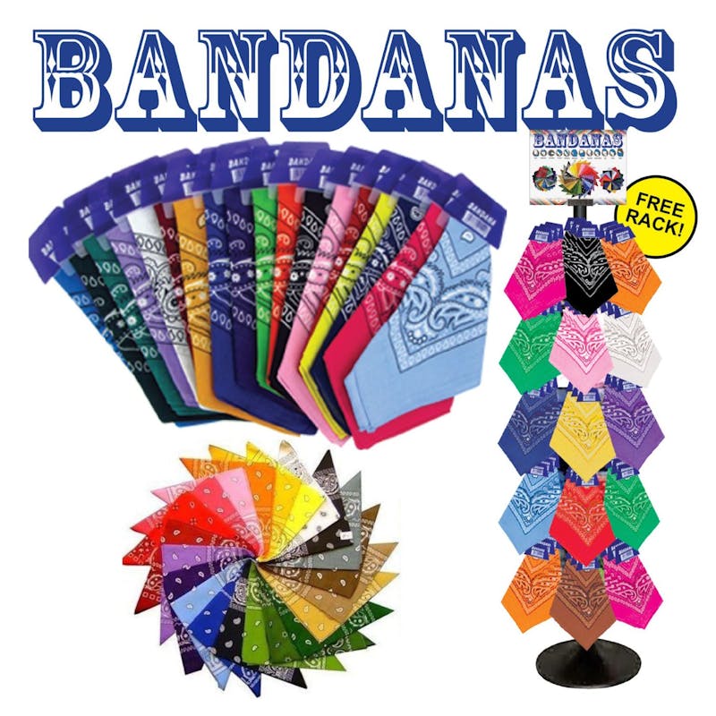 Bandana Assortment with Display - 288 Pieces