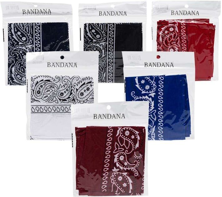 Bandanas - 21" x 21"  6 Assorted Colors