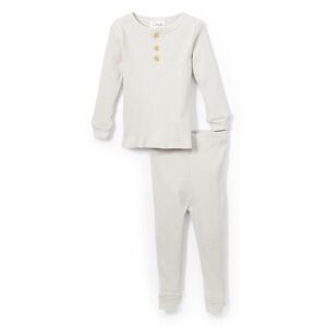 Toddlers' Long Sleeve Ribbed Pajamas - 12-24M  Light Grey