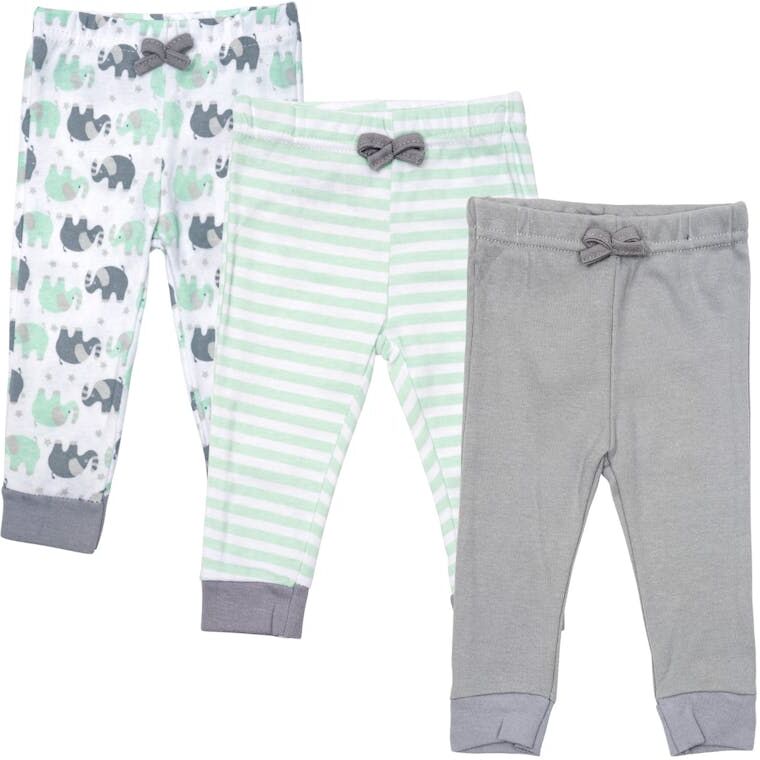 Babies' Gender Neutral Pants - 12-24M  3 Pack  Elephants