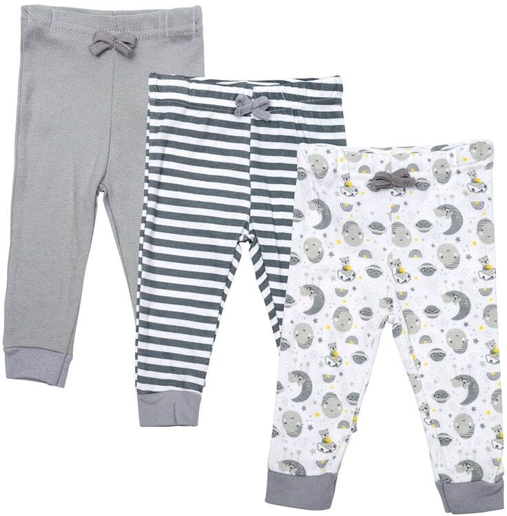 Babies' Gender Neutral Pants - 12-24M  3 Pack  Moon & Stripes