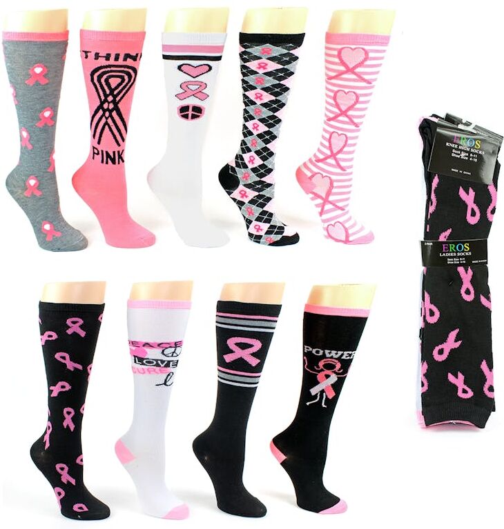 Women's Knee High Socks - Size 9-11  Breast Cancer Awareness