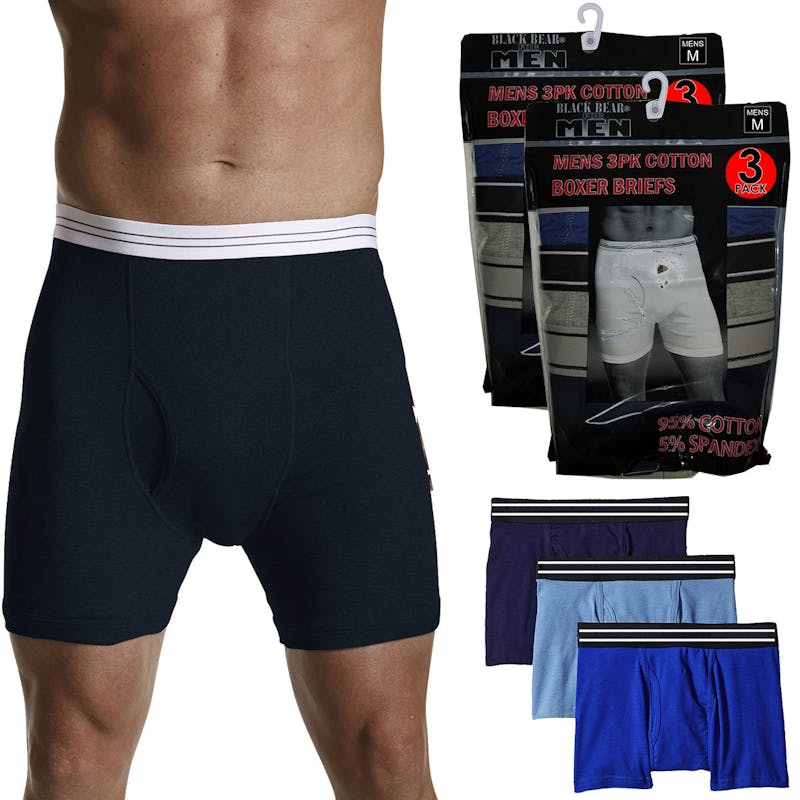 Men's Cotton Knit Boxer Briefs - Assorted  Large  3 Pack