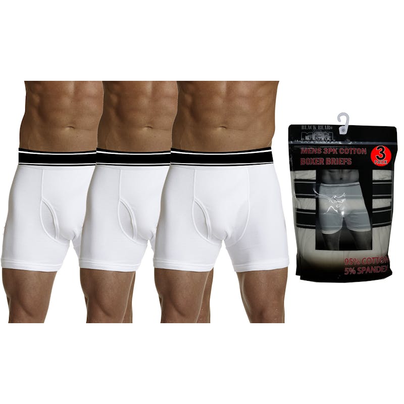 Men's Cotton Knit Boxer Briefs - White  XL  3 Pack
