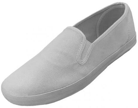 Men's Slip-On Canvas Shoes - White  Size 7-13