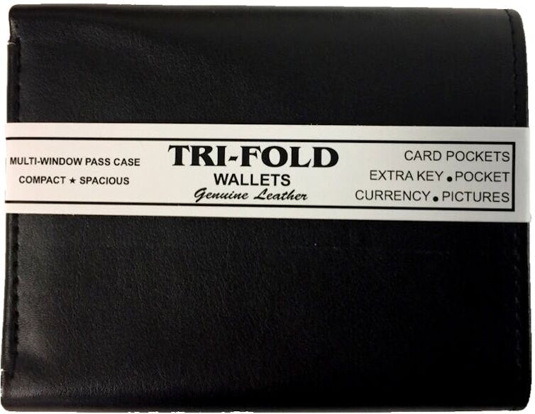 Men's Black Tri-Fold Leather Wallets