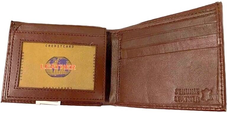 Men's Bi-Fold Wallet Genuine Leather - Brown