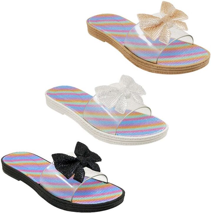 Women's Rainbow Glitter Butterfly Slides - 3 Colors  Sizes 6-10