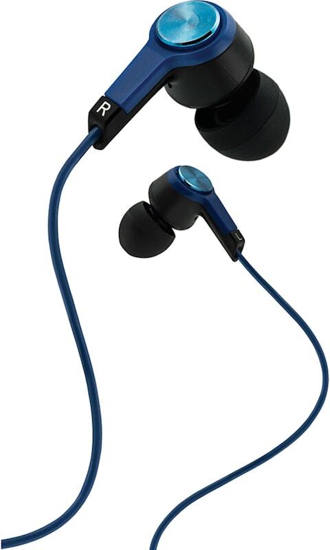 Metal Stereo Ear Buds with Mic - Dark Blue