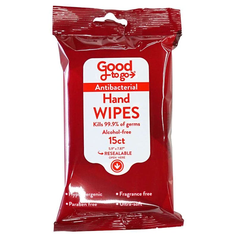 Antibacterial Hand Wipes - 15 Pack  Alcohol Free