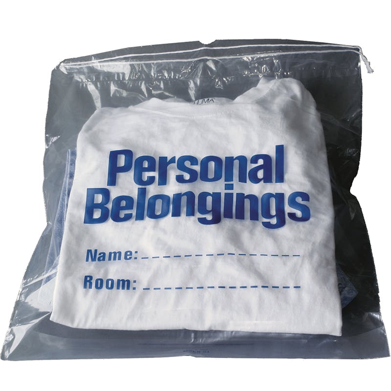 Clear Personal Belongings Bags - Drawstring  Label