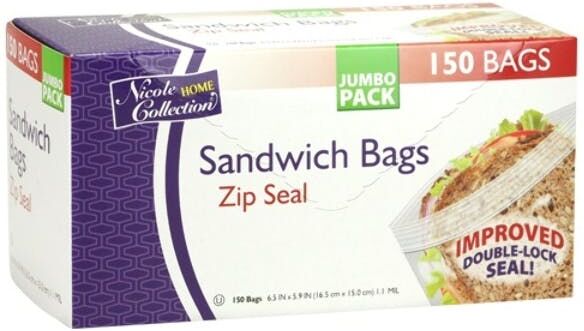 Sandwich - Zip Seal Bags - 150-Packs - Nicole Home Collection