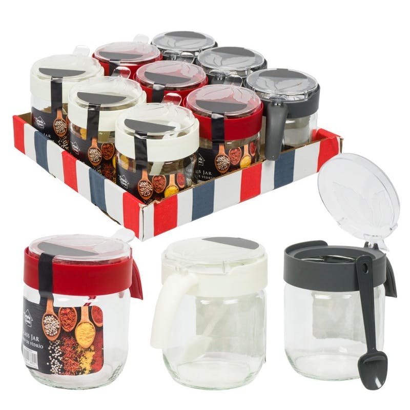 Glass Spice Jars with Plastic Lid - 14.3 oz  3 Colors