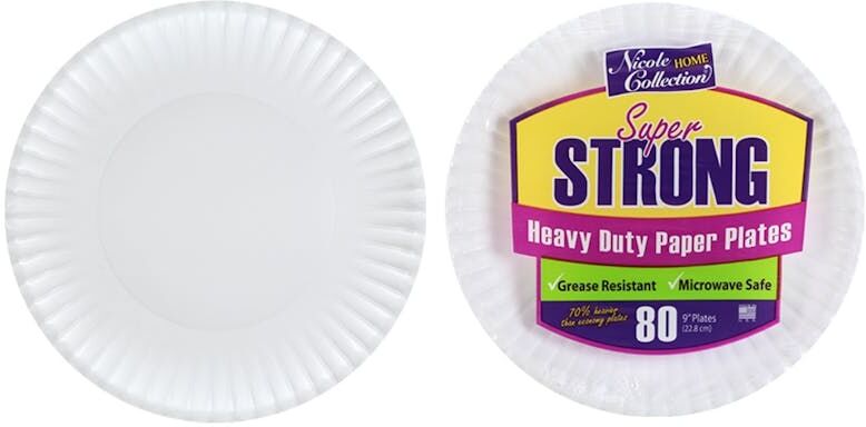 Heavy Duty White 9" Paper Plates - 80-Packs - Nicole Home Collection