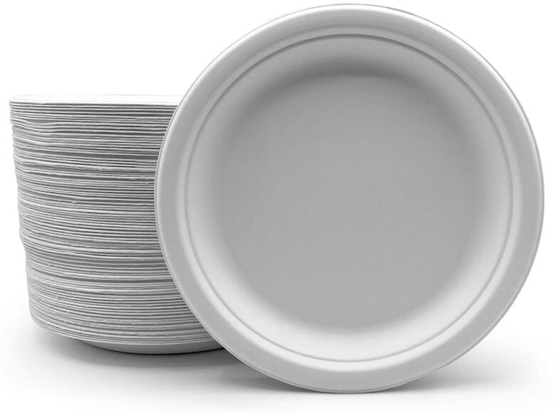 9" Disposable Round Plates - Bagasse  125 Pack