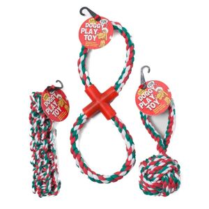 Christmas Dog Toy Rope Chews - 3 Assorted Styles