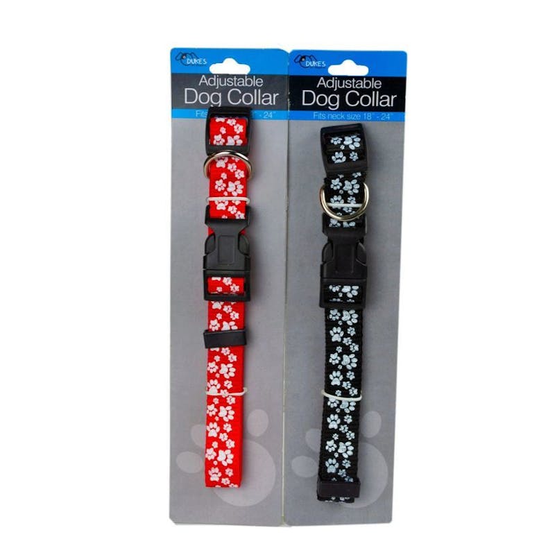 Dog Collar - Paw Prints  Assorted Colors  18"-24"