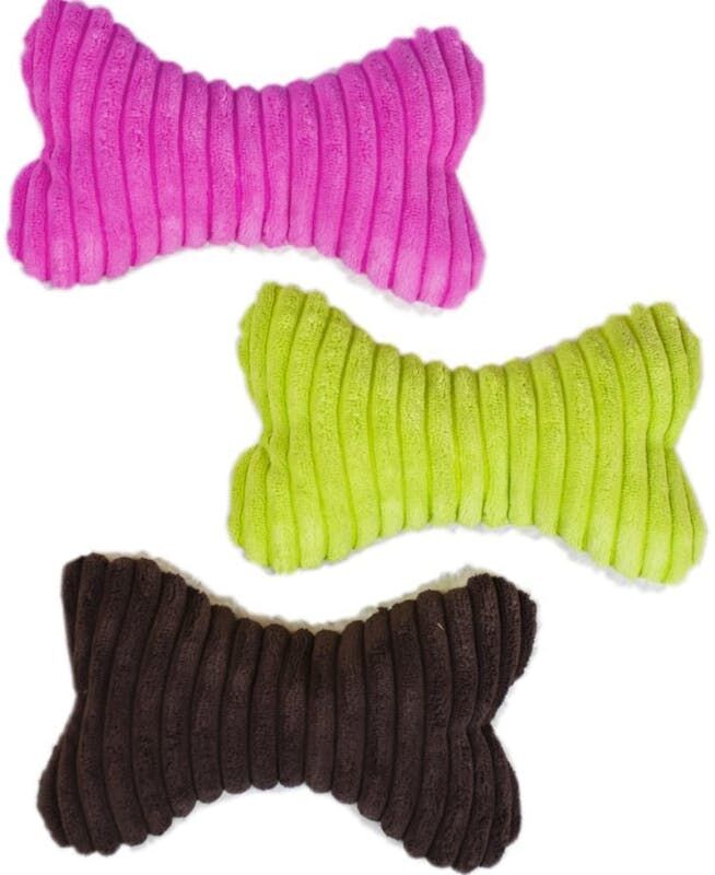 Plush Bone Dog Chew Toys - 4 Colors  Assorted  7.5"