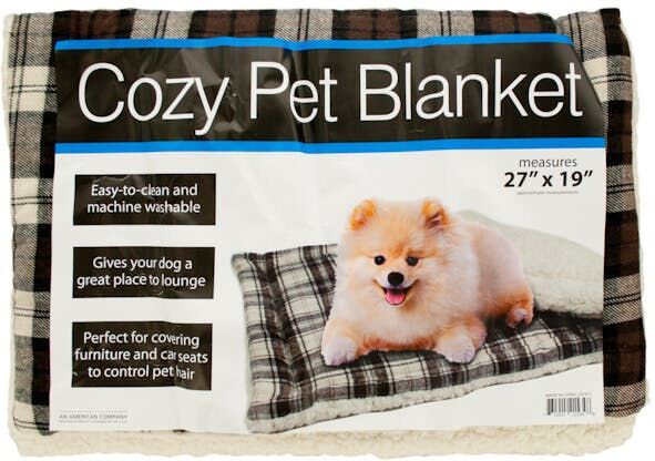 Cozy Pet Blanket - Fleece Padding  Plaid  27" x 19"