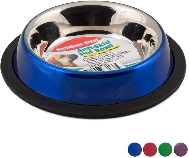 Pet Bowls - Assorted Colors  8 oz  Stainless Steel