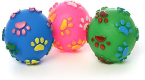 Pet Squeaky Ball Toys - 3 Colors  Plastic  6" x 2.5"