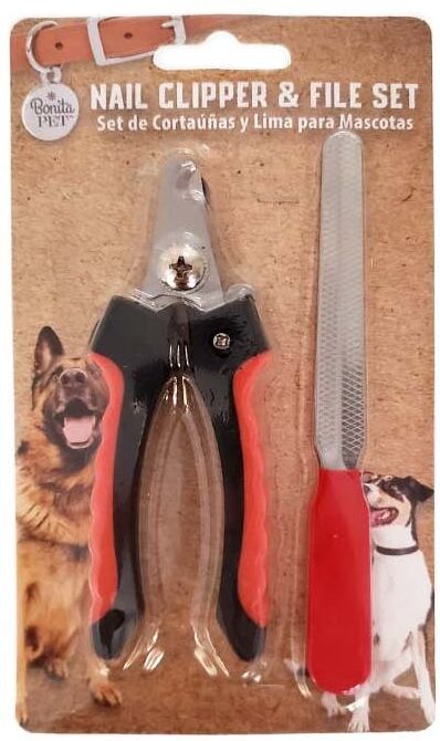 Dog Nail Clippers & File Sets - Black & Red  Two Pieces