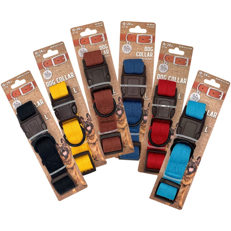 Dog Collars - 1" x 16-24"  6 Assorted Colors