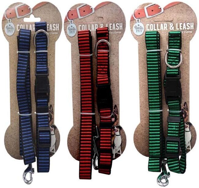 Leash & Dog Collar Sets - 3 Colors  Adjustable  48"