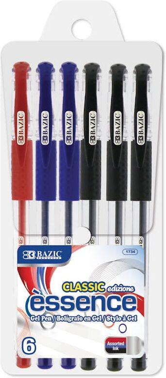 Gel Ink Pens - 3 Colors  Cushion Grip  6 Pack